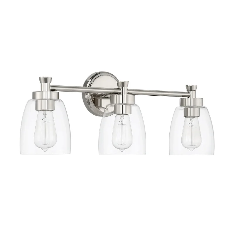 Industrial Lighting for Textile MillsHenning 3 Light Vanity in Polished Nickel