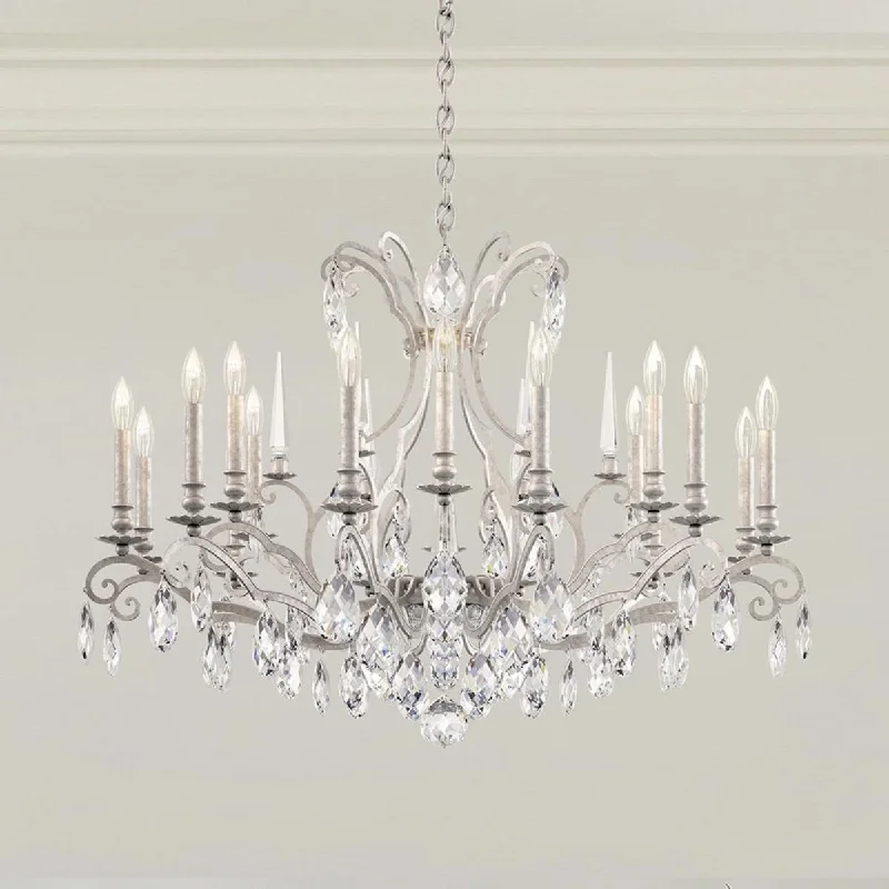 Industrial Pendant Lighting for Machine ShopsRenaissance Nouveau 18 Light Antique Silver Chandelier with Heritage Crystal