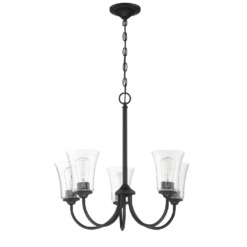Industrial Lighting for Electronics ManufacturingGwyneth 5 Light Chandelier in Flat Black