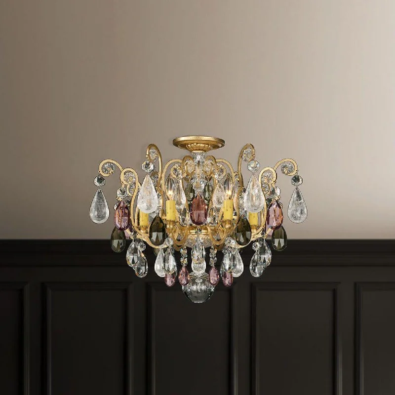 Shock - Resistant Industrial Lighting for Vibrating Machinery AreasRenaissance Rock Crystal 20 in. Heirloom Gold Semi Flush Mount Light With Clear Rock Crystals Shock - Resistant Industrial Lighting for Vibrating Machinery AreasRenaissance Rock Crystal 20 in. Heirloom Gold Semi Flush Mount Light With Clear Rock Crystals
