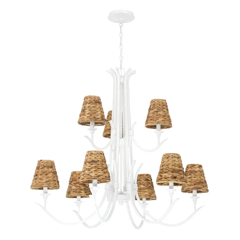 Industrial Lighting for Textile MillsKokomo 9 Light Chandelier in Matte White