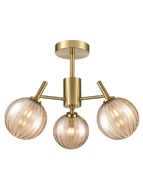 Track lighting with multiple heads for flexibilityTrack lighting with integrated LED driversArlo 3/5Lt Ceiling Semi Flush Light - Aged Brass