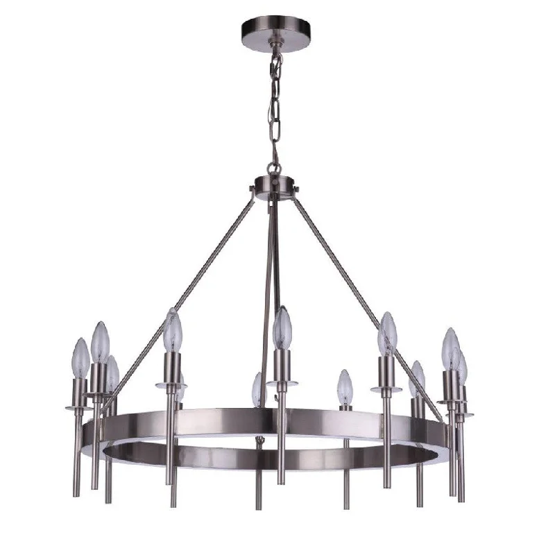 Industrial Lighting for Woodworking FactoriesLarrson 12 Light Chandelier in Brushed Polished Nickel Industrial Lighting for Woodworking FactoriesLarrson 12 Light Chandelier in Brushed Polished Nickel