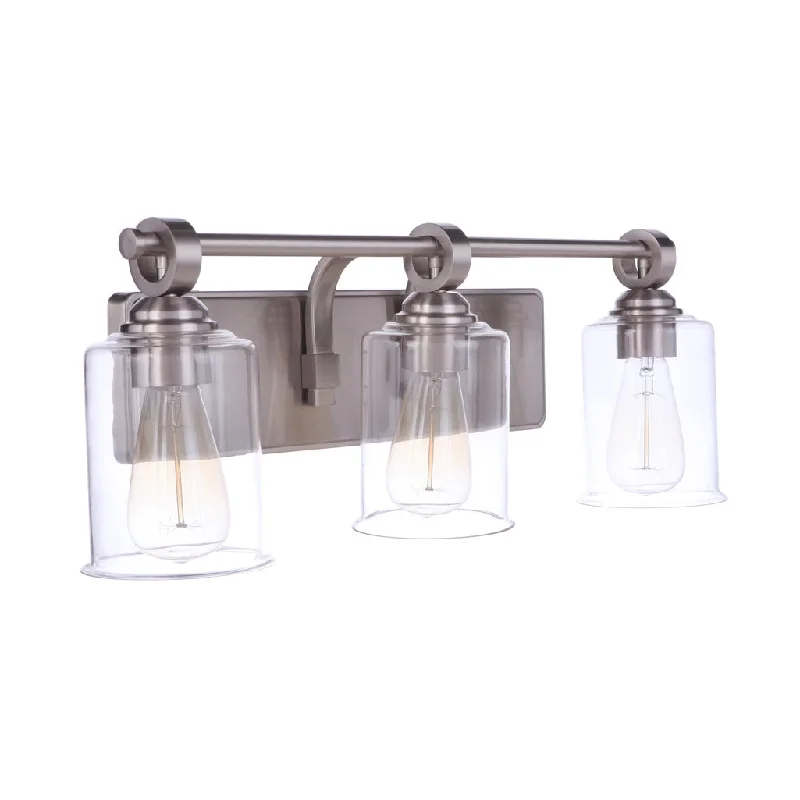 Industrial Lighting for Metal Fabrication ShopsRomero 3 Light Vanity in Brushed Polished Nickel Industrial Lighting for Metal Fabrication ShopsRomero 3 Light Vanity in Brushed Polished Nickel