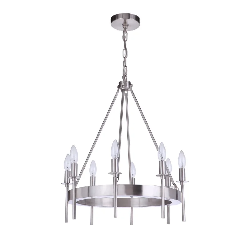 Low - Bay Industrial Lighting Fixtures for Small FactoriesLarrson 8 Light Chandelier in Brushed Polished Nickel Low - Bay Industrial Lighting Fixtures for Small FactoriesLarrson 8 Light Chandelier in Brushed Polished Nickel