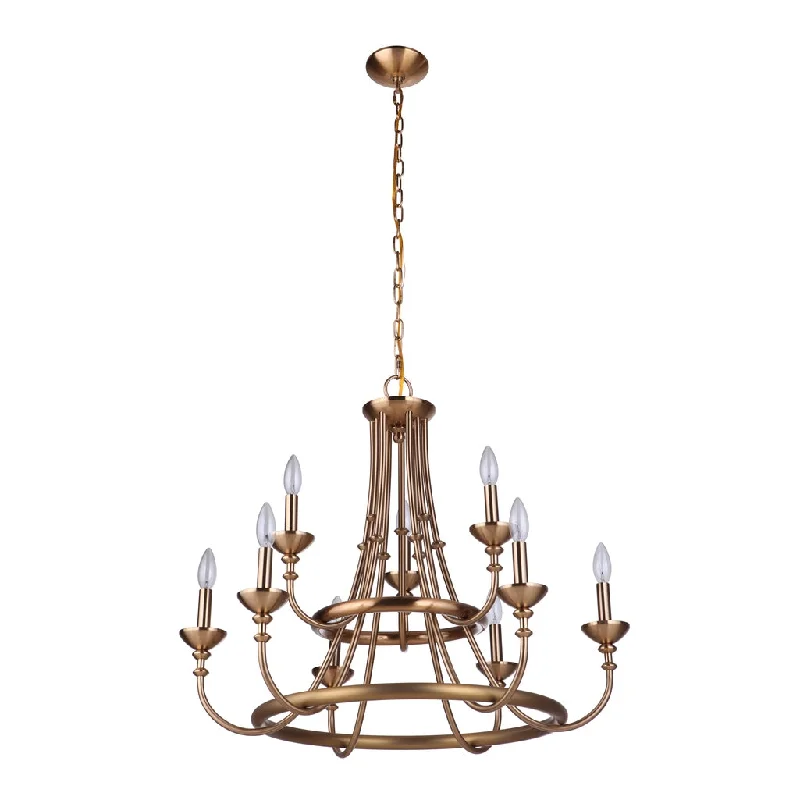 Industrial Lighting for Woodworking FactoriesMarlowe 9 Light Chandelier in Satin Brass