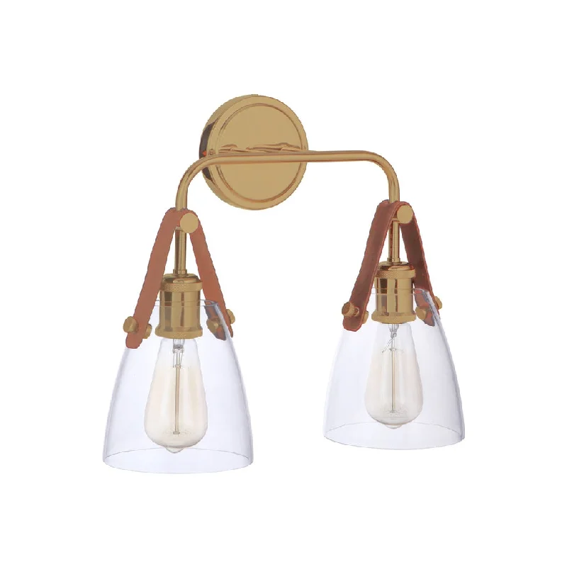 Energy - Efficient Industrial Lighting for Cost - SavingsHagen 2 Light Wall Sconce in Vintage Brass