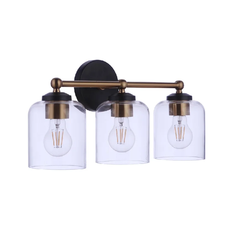 Dimmable Industrial Lighting for Ambiance ControlCoppa 3 Light Vanity in Flat Black/Satin Brass
