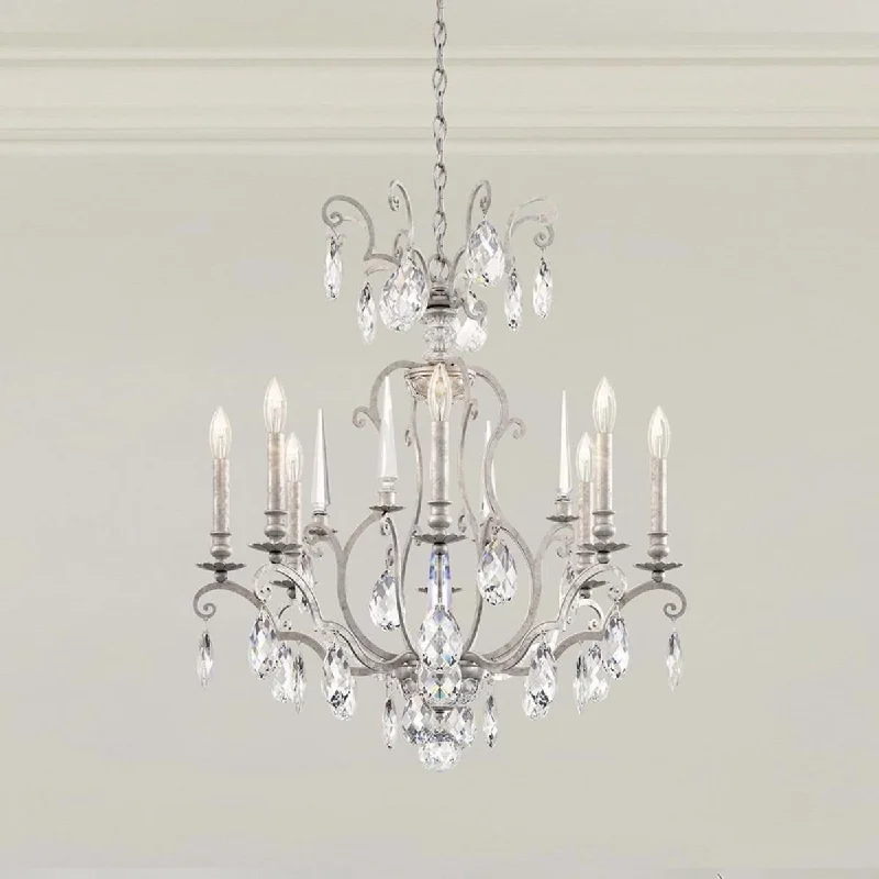 Industrial Lighting for Textile MillsRenaissance Nouveau 8 Light Antique Silver Chandelier with Heritage Crystal
