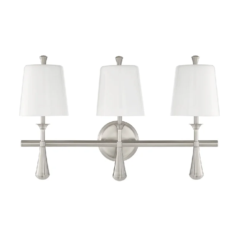 Industrial Ceiling - Mounted Lighting for Assembly PlantsPalmer 3 Light Vanity in Brushed Polished Nickel Industrial Ceiling - Mounted Lighting for Assembly PlantsPalmer 3 Light Vanity in Brushed Polished Nickel
