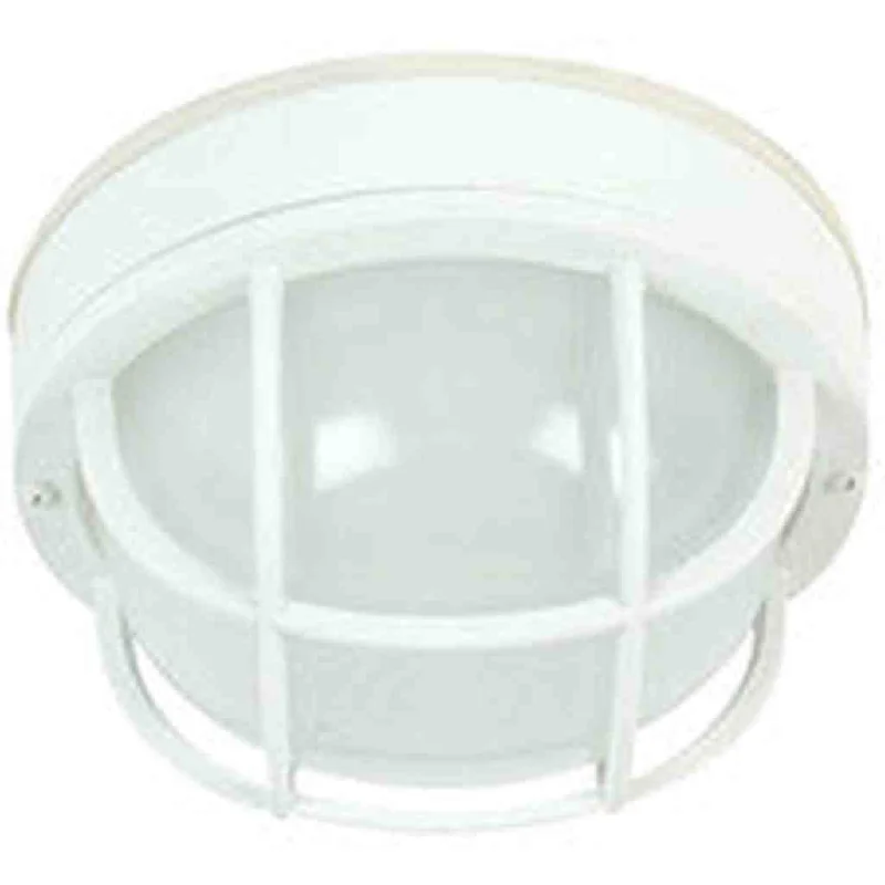 Industrial Pendant Lighting for Machine ShopsRound Bulkhead 1 Light Large Flush/Wall Mount in Textured White Industrial Pendant Lighting for Machine ShopsRound Bulkhead 1 Light Large Flush/Wall Mount in Textured White