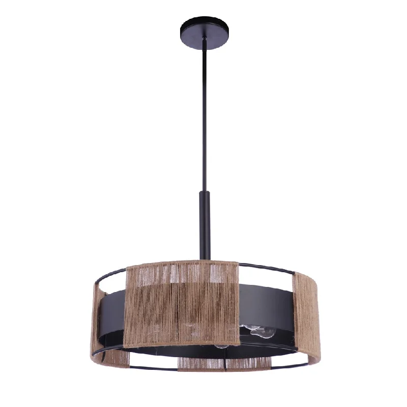 Industrial Lighting for Textile MillsKensey 6 Light Pendant in Flat Black