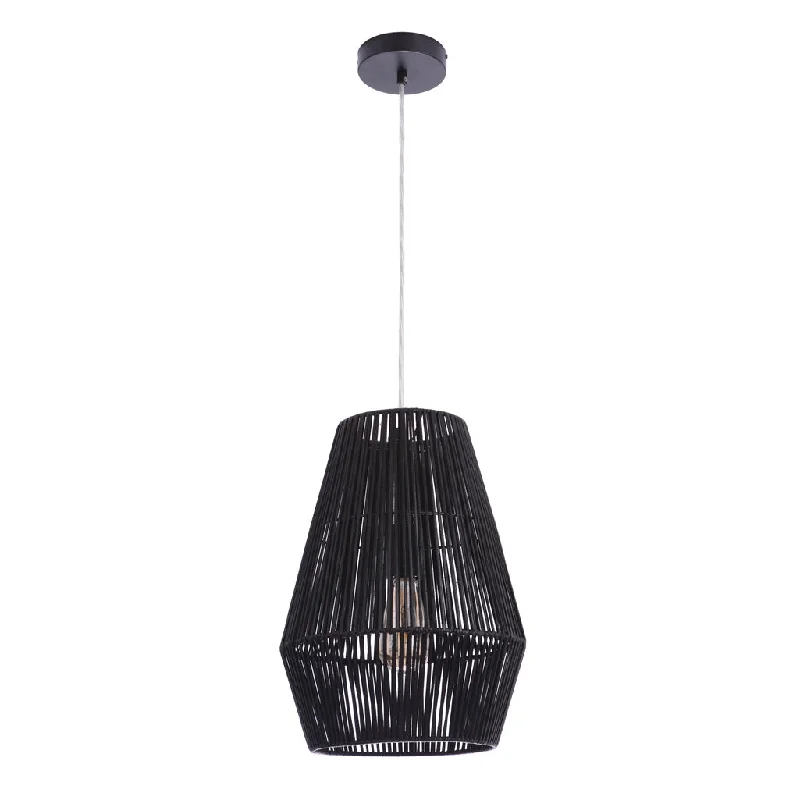 Industrial Lighting for Chemical PlantsNatural Pendant 1 Light Pendant w/ Woven Black Rattan Shade Industrial Lighting for Chemical PlantsNatural Pendant 1 Light Pendant w/ Woven Black Rattan Shade