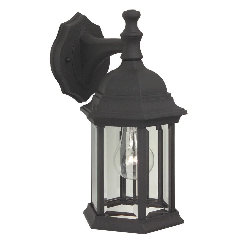 Industrial Lighting for Electronics ManufacturingHex Style Cast 1 Light Medium Outdoor Wall Lantern in Textured Black