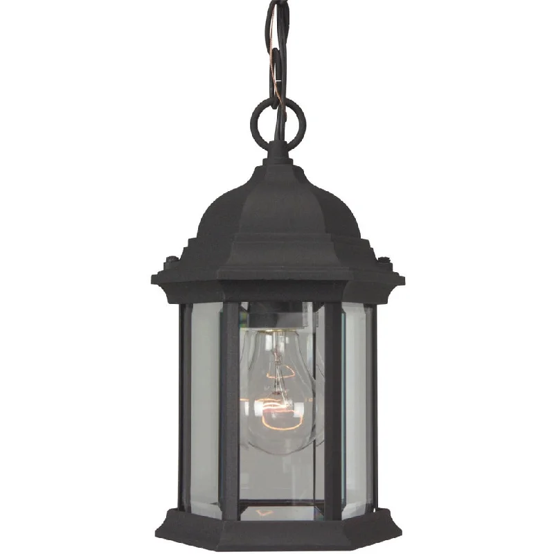 Industrial Exit Sign Lighting for Quick EvacuationHex Style Cast 1 Light Outdoor Pendant in Textured Black