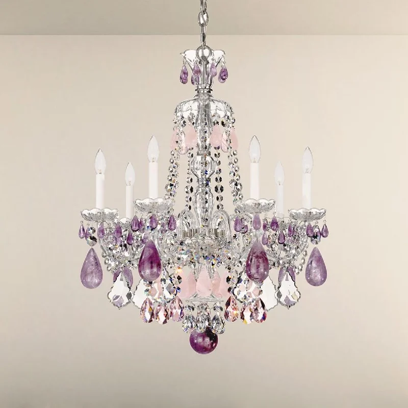 Industrial Task Lighting for Precision WorkstationsHamilton Rock Crystal 7 Light Silver Chandelier with Amethyst & Rose Rock Crystals
