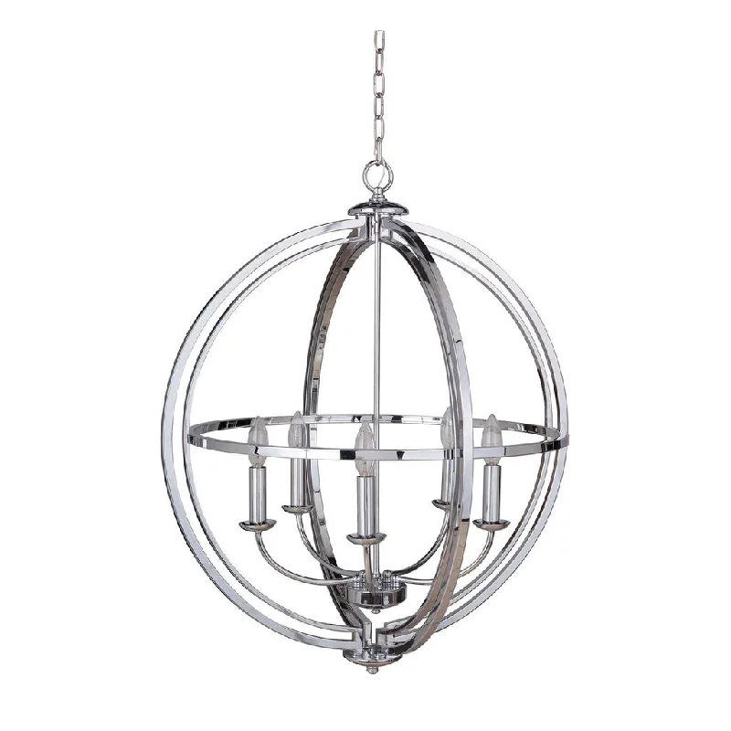Dimmable Industrial Lighting for Ambiance ControlBerkeley 5 Light Foyer in Chrome
