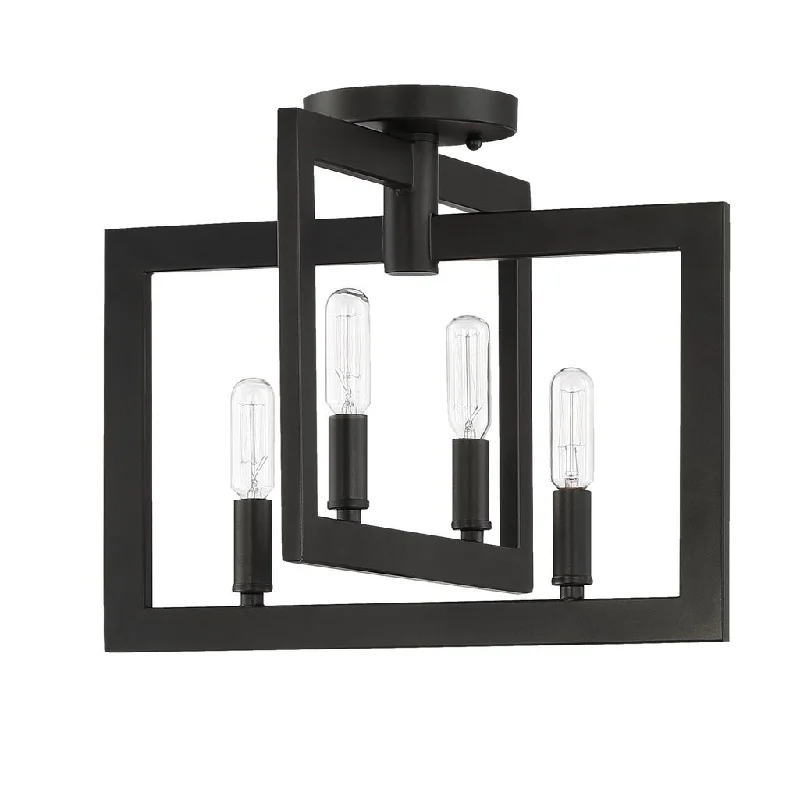 Industrial Flood Lighting for Outdoor Loading DocksPortrait 4 Light Semi Flush in Espresso Industrial Flood Lighting for Outdoor Loading DocksPortrait 4 Light Semi Flush in Espresso