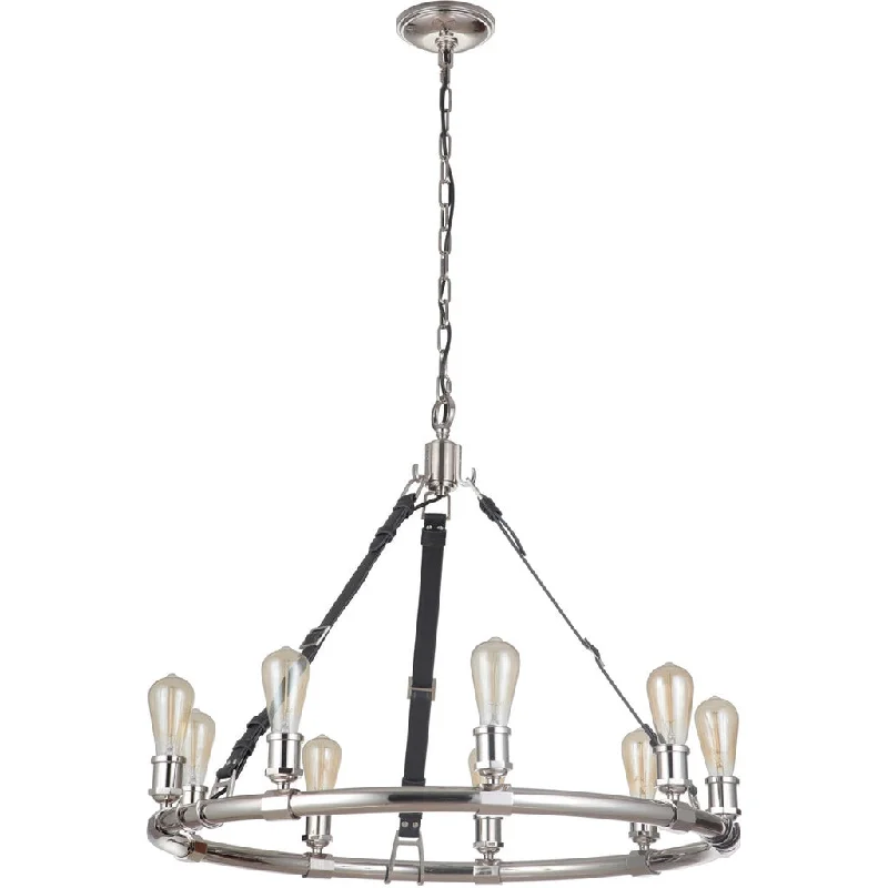 Corrosion - Resistant Industrial Lighting for Coastal FactoriesHuxley 9 Light Chandelier in Polished Nickel