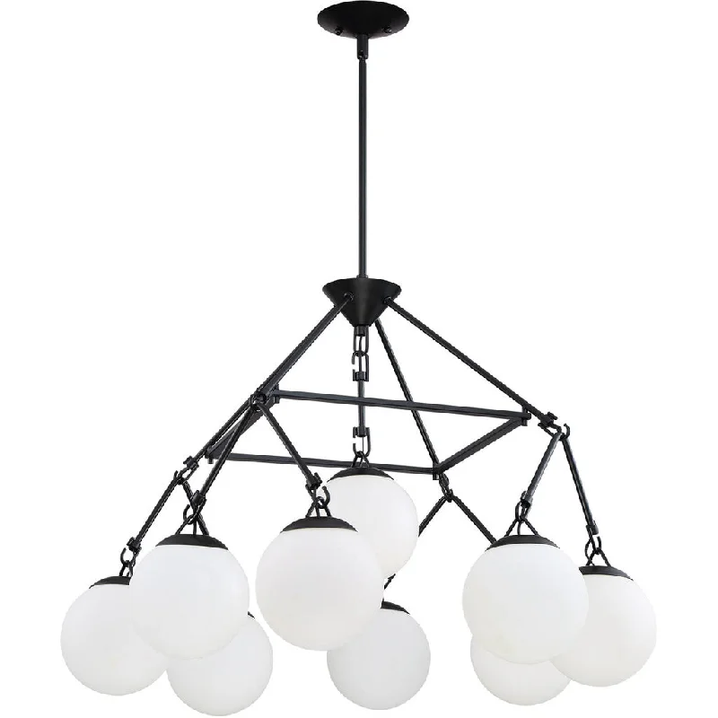 Industrial Flood Lighting for Outdoor Loading DocksOrion 9 Light Chandelier in Flat Black