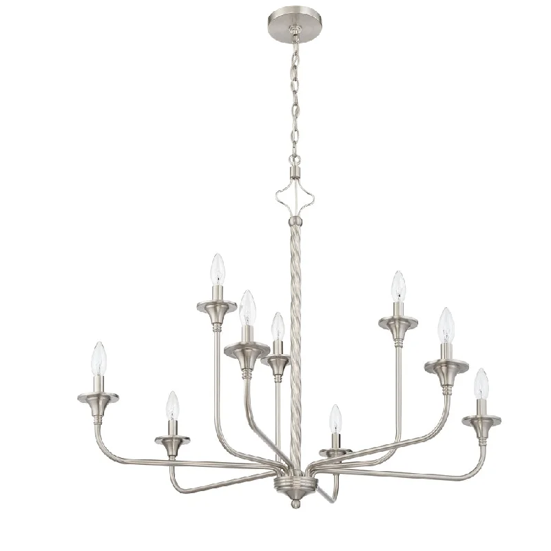 Industrial Area Lighting for Large Open SpacesJolenne 9 Light Two-Tier Chandelier in Brushed Polished Nickel Industrial Area Lighting for Large Open SpacesJolenne 9 Light Two-Tier Chandelier in Brushed Polished Nickel