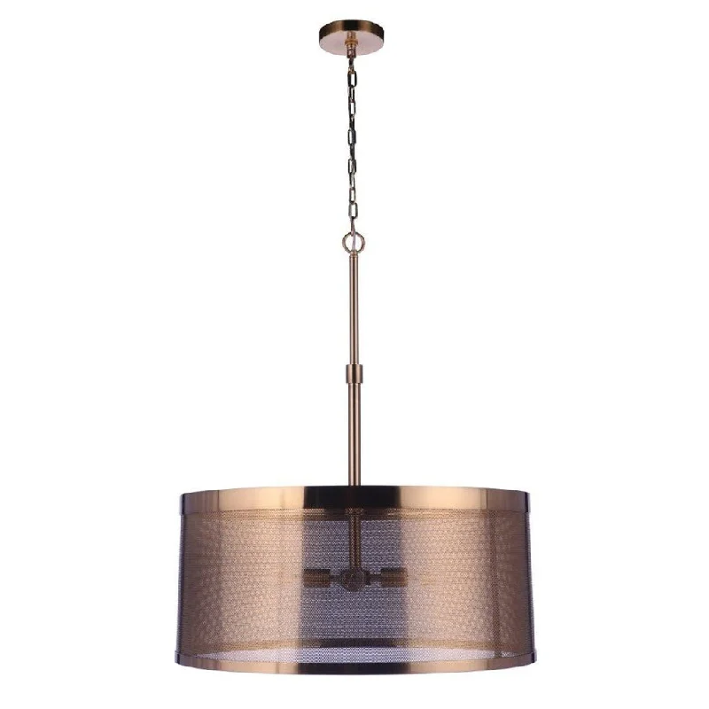 Industrial Lighting for Chemical PlantsMesh 4 Light Pendant in Satin Brass