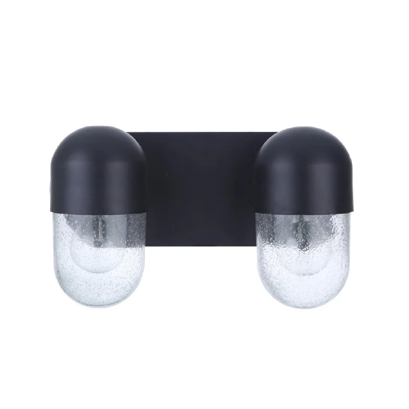 Industrial Exit Sign Lighting for Quick EvacuationPill 2 Light Vanity in Flat Black Industrial Exit Sign Lighting for Quick EvacuationPill 2 Light Vanity in Flat Black
