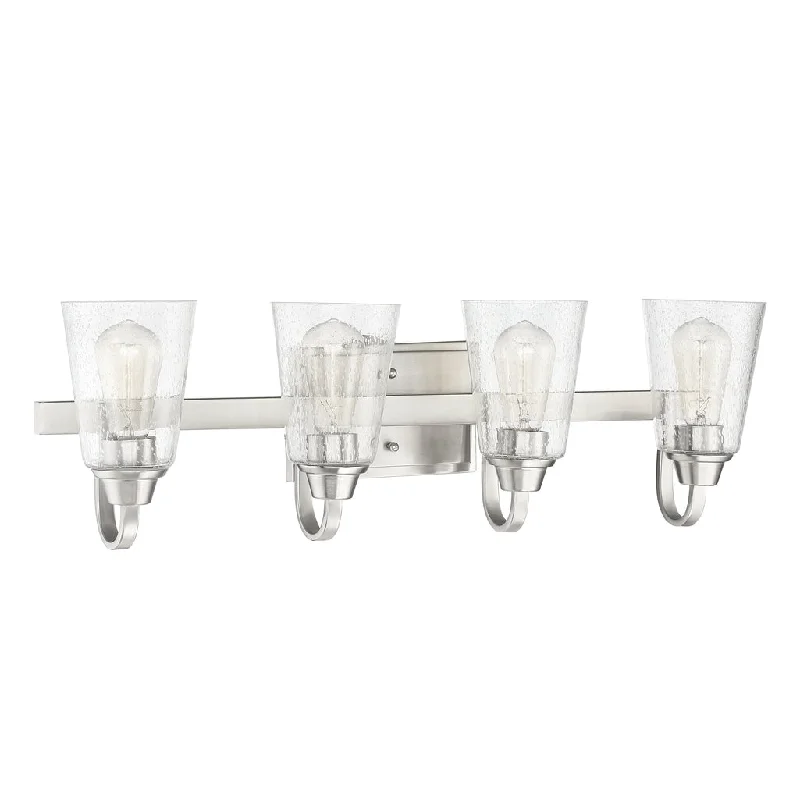 Industrial Task Lighting for Precision WorkstationsGrace 4 Light Vanity in Brushed Polished Nickel (Clear Seeded Glass)