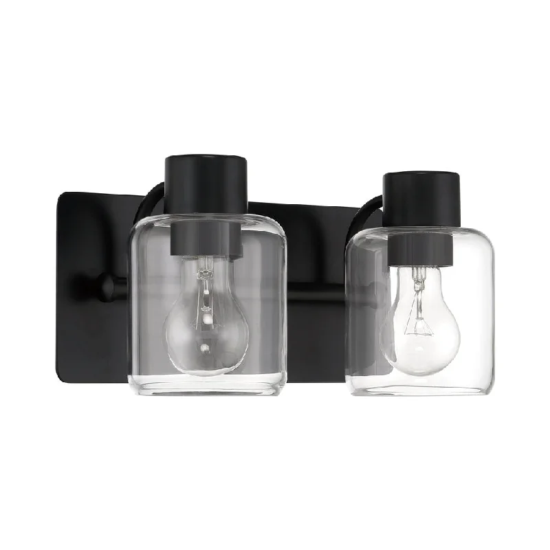 Dust - Resistant Industrial Lighting for Dirty WorkspacesRori 2 Light Vanity in Flat Black Dust - Resistant Industrial Lighting for Dirty WorkspacesRori 2 Light Vanity in Flat Black