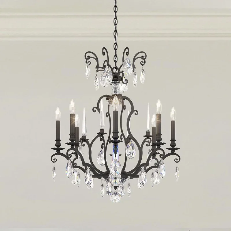Adjustable Industrial Lighting for Flexible IlluminationRenaissance Nouveau 8 Light Black Chandelier with Heritage Crystal