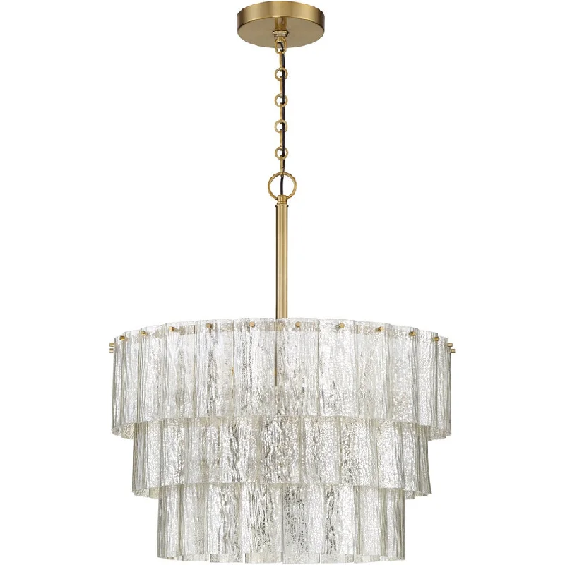 Industrial Lighting for Pharmaceutical ManufacturingMuseo 9 Light Pendant in Satin Brass Industrial Lighting for Pharmaceutical ManufacturingMuseo 9 Light Pendant in Satin Brass
