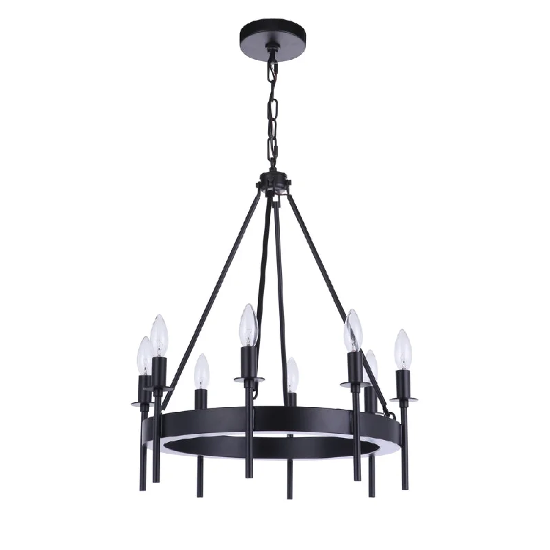 Color - Tunable Industrial Lighting for Special ApplicationsLarrson 8 Light Chandelier in Flat Black Color - Tunable Industrial Lighting for Special ApplicationsLarrson 8 Light Chandelier in Flat Black