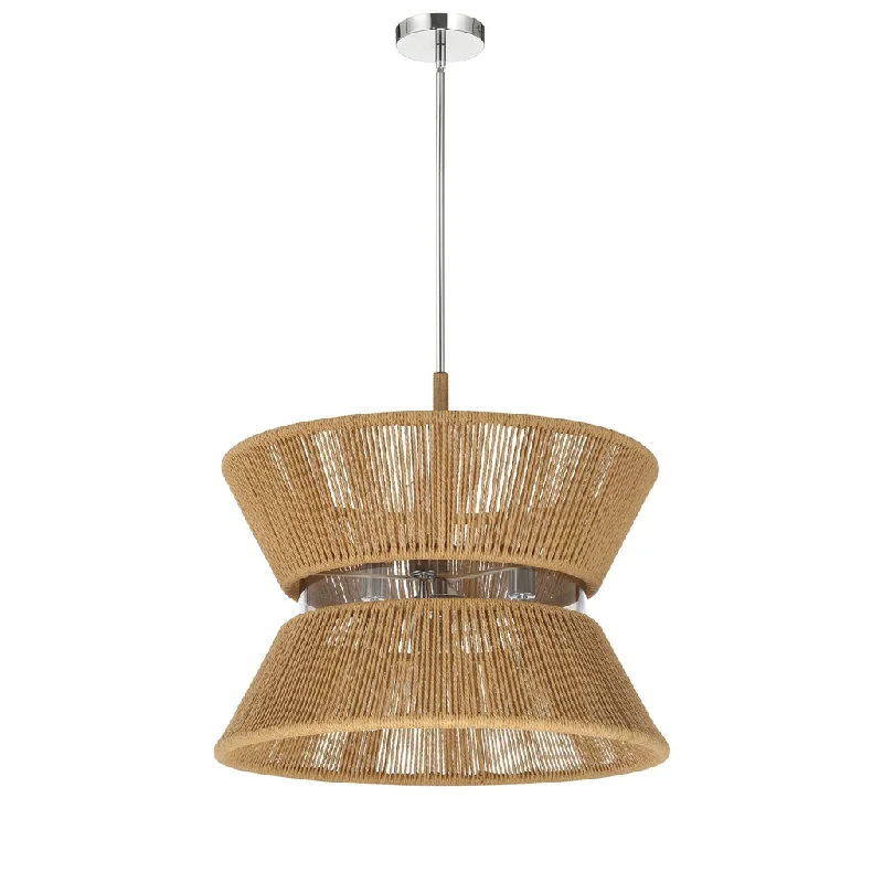Low - Bay Industrial Lighting Fixtures for Small FactoriesSerena 6 Light Pendant in Chrome/Walnut Low - Bay Industrial Lighting Fixtures for Small FactoriesSerena 6 Light Pendant in Chrome/Walnut