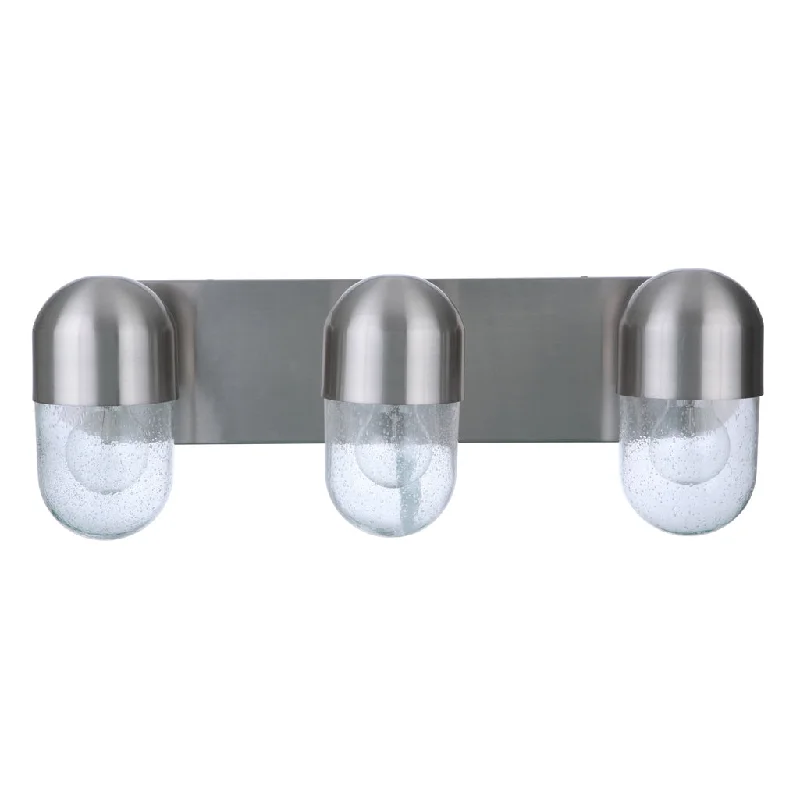 Industrial Area Lighting for Large Open SpacesPill 3 Light Vanity in Brushed Polished Nickel Industrial Area Lighting for Large Open SpacesPill 3 Light Vanity in Brushed Polished Nickel