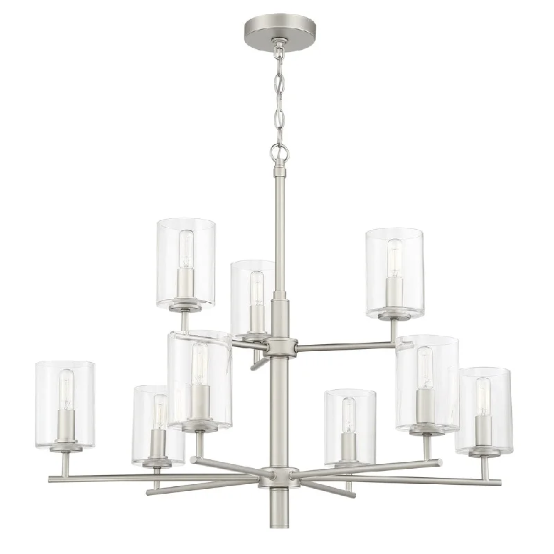 High - Bay LED Industrial Lighting for WarehousesHailie 9 Light Chandelier in Satin Nickel