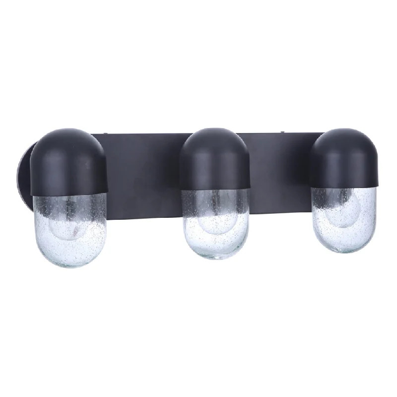 Industrial Pendant Lighting for Machine ShopsPill 3 Light Vanity in Flat Black
