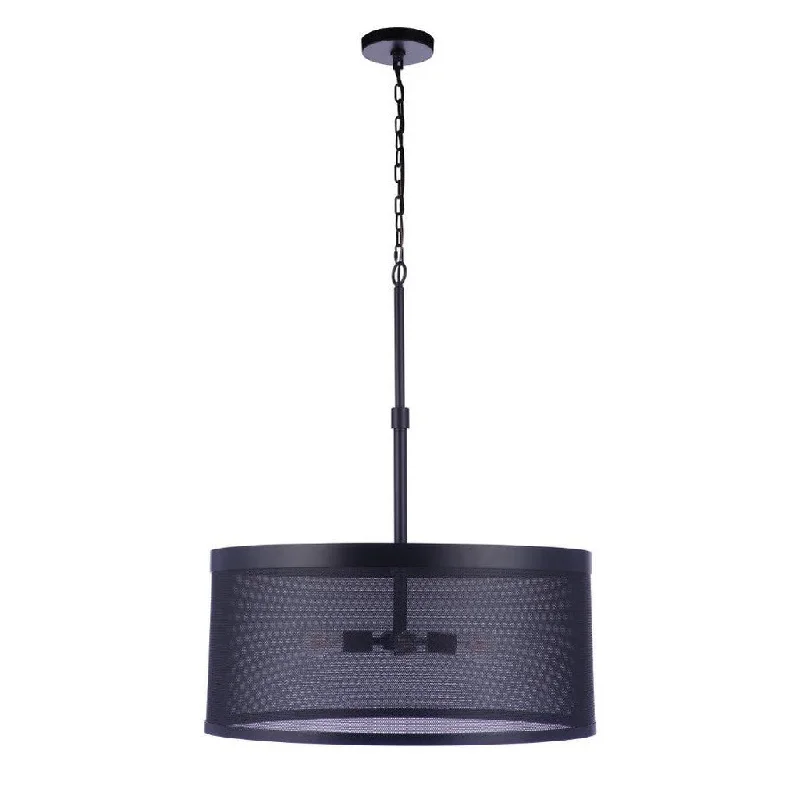 Industrial Flood Lighting for Outdoor Loading DocksMesh 4 Light Pendant in Flat Black