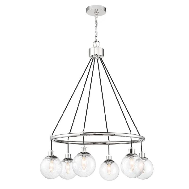 Dimmable Industrial Lighting for Ambiance ControlQue 6 Light Chandelier in Chrome