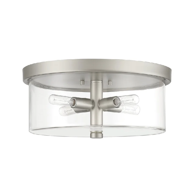 Industrial Lighting for Metal Fabrication ShopsHailie 4 Light Flushmount in Satin Nickel
