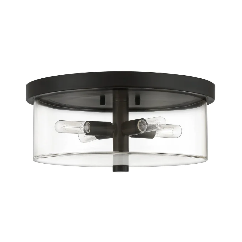 Durable Industrial Lighting for Harsh EnvironmentsHailie 4 Light Flushmount in Flat Black