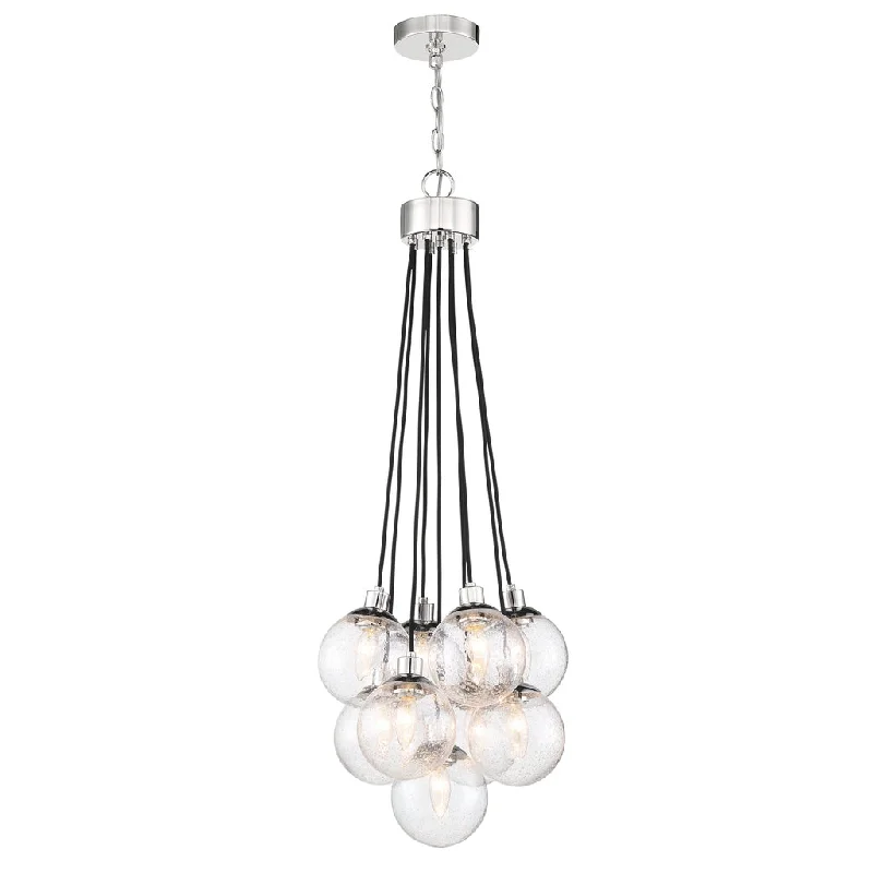Industrial Lighting for Automotive Manufacturing PlantsQue 9 Light Pendant in Chrome Industrial Lighting for Automotive Manufacturing PlantsQue 9 Light Pendant in Chrome