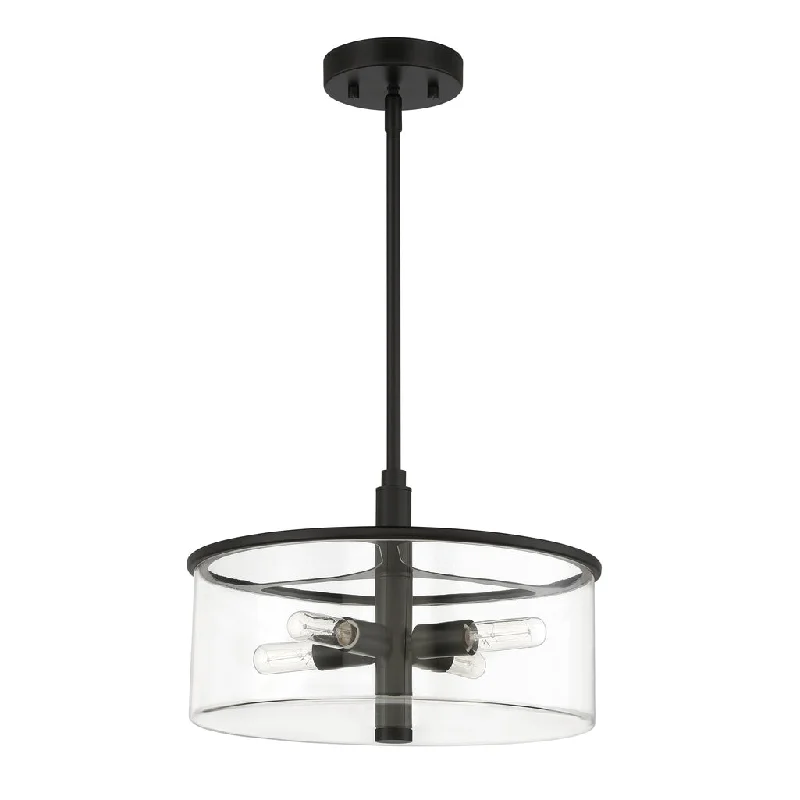 Industrial Lighting for Textile MillsHailie 4 Light Pendant in Flat Black