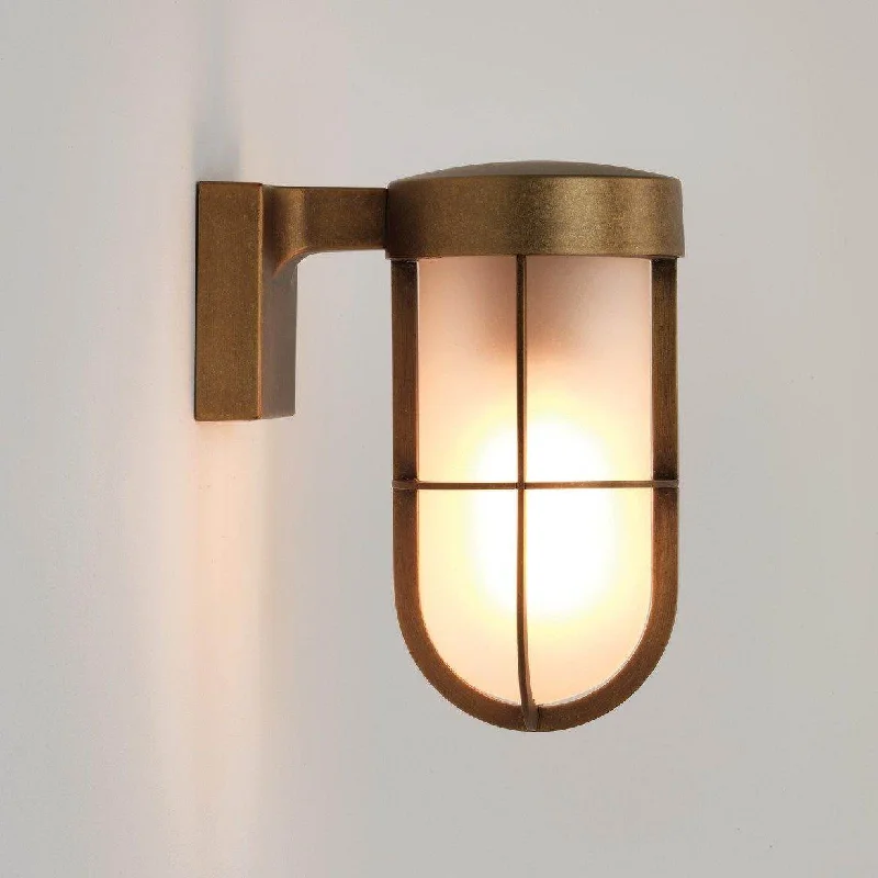 Track lighting with a long - lasting lifespanTrack lighting with energy - star certificationwood wall lamps with natural grain for a warm and organic feelCabin Wall Light IP44 - Frosted / Antique Brass