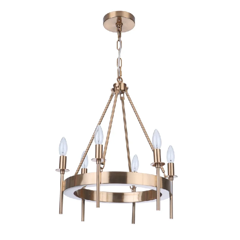 Industrial Lighting for Pharmaceutical ManufacturingLarrson 6 Light Chandelier in Satin Brass Industrial Lighting for Pharmaceutical ManufacturingLarrson 6 Light Chandelier in Satin Brass