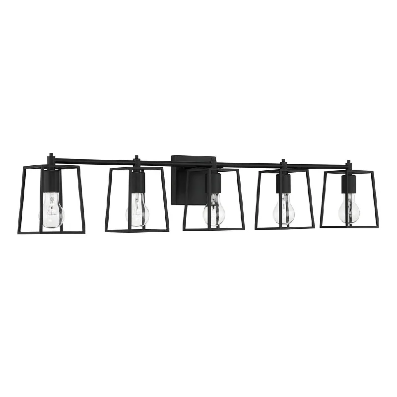 Low - Bay Industrial Lighting Fixtures for Small FactoriesDunn 5 Light Vanity in Flat Black Low - Bay Industrial Lighting Fixtures for Small FactoriesDunn 5 Light Vanity in Flat Black