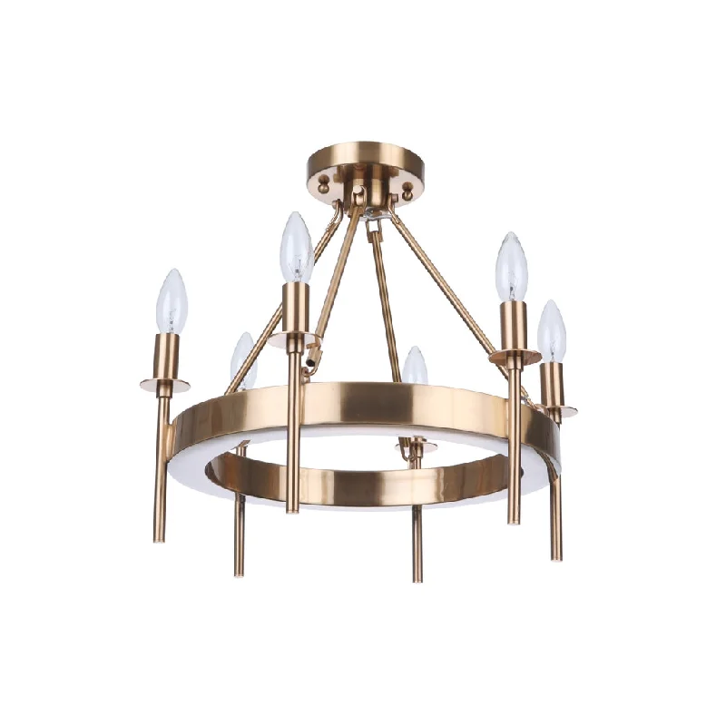 Industrial Wall - Mounted Lighting for Workshop WallsLarrson 6 Light Semi Flush in Satin Brass Industrial Wall - Mounted Lighting for Workshop WallsLarrson 6 Light Semi Flush in Satin Brass