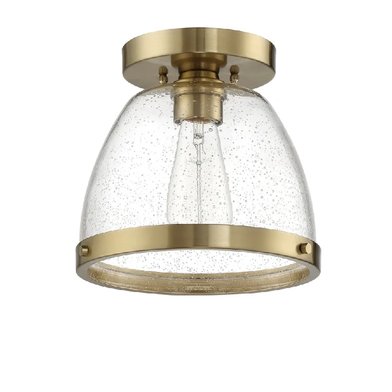 Adjustable Industrial Lighting for Flexible IlluminationLodie 1 Light 9.5" Flushmount in Satin Brass