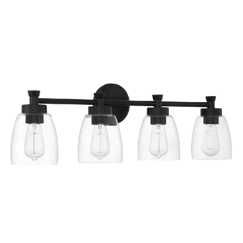 Industrial Task Lighting for Precision WorkstationsHenning 4 Light Vanity in Flat Black