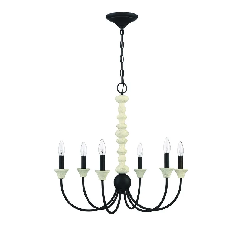 Industrial Lighting for Textile MillsMeadow Place 6 Light Chandelier in Cottage White/Espresso Industrial Lighting for Textile MillsMeadow Place 6 Light Chandelier in Cottage White/Espresso