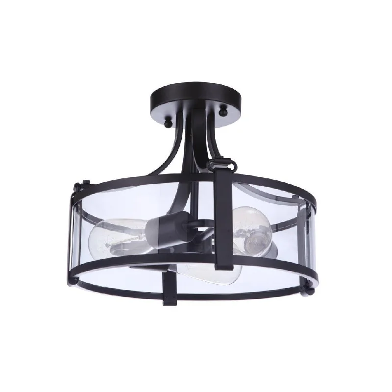 Waterproof Industrial Lighting for Wet AreasElliot 3 Light Semi Flush in Flat Black